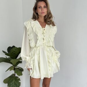Ruffle Lace-Up Mini Dress
