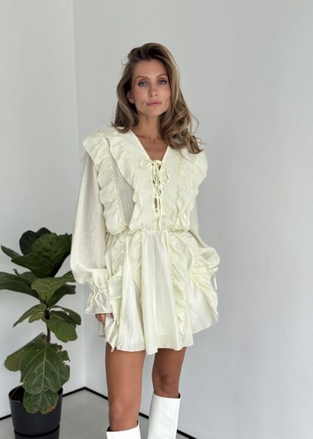 Ruffle Lace-Up Mini Dress — Dresses — YuNiKo