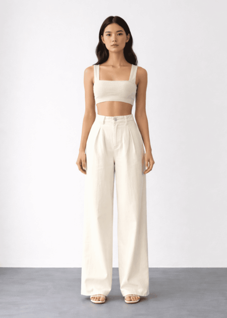 Pleated Wide-Leg Trousers — Bottoms — YuNiKo