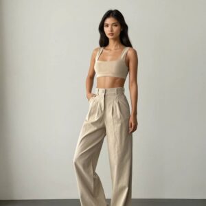 Pleated Wide-Leg Trousers
