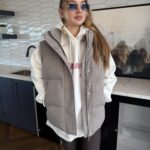 Quilted Taupe Vest — Vests — YuNiKo
