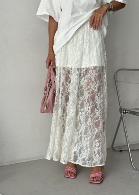 Sheer Lace Midi Skirt — Bottoms — YuNiKo