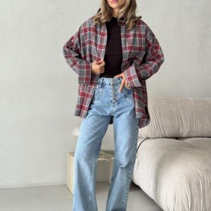 Oversized Red Plaid Shirt