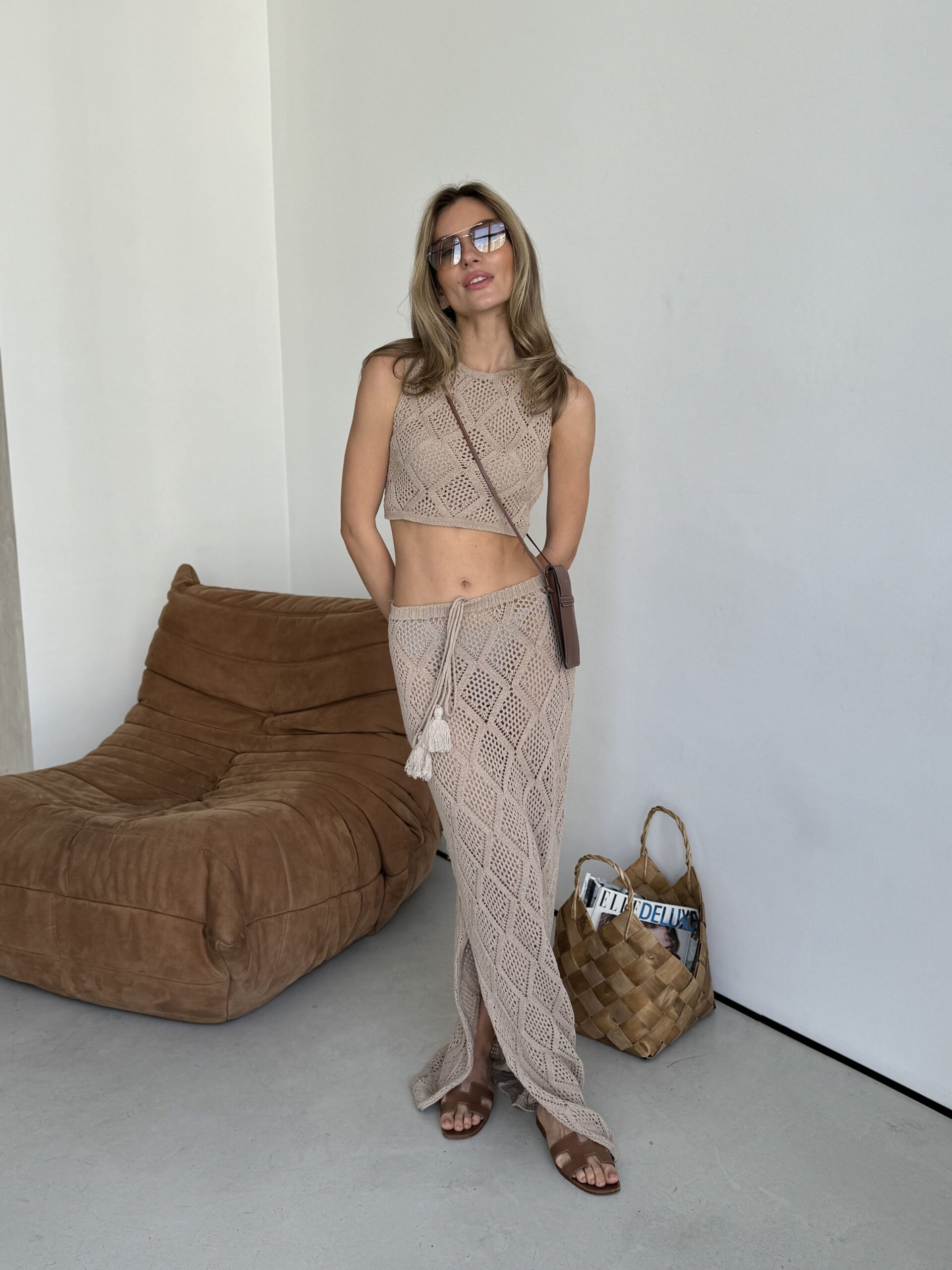 Openwork Knit Top + Maxi Skirt Set - Image 3