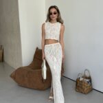 Openwork Knit Top + Maxi Skirt Set — Sets — YuNiKo