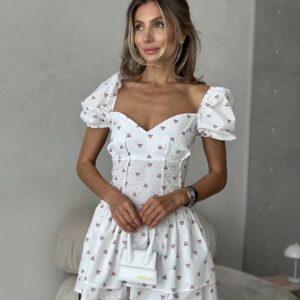 Mini Corset Playsuit With Crown Print