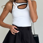 SKIRT "BLACK/WHITE VOLAN" — Bottoms — YuNiKo